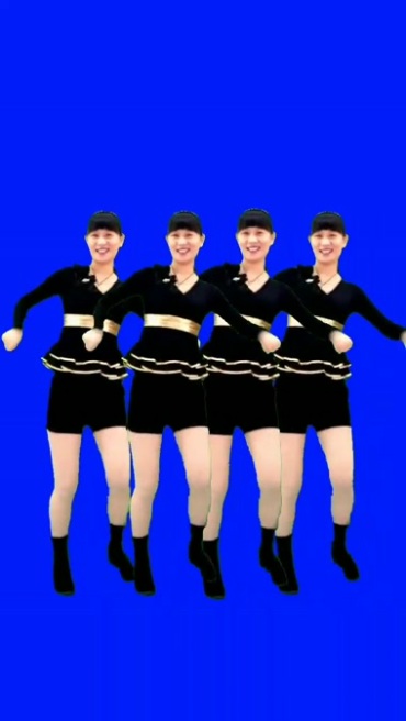 快手女子组合跳舞蓝屏人物抠像视频素材