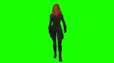 黑寡妇背影漫威英雄绿屏后期抠像视频素材