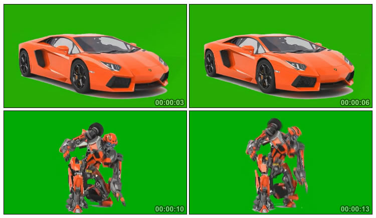 变形金刚汽车人变形机器人绿屏特效视频素材