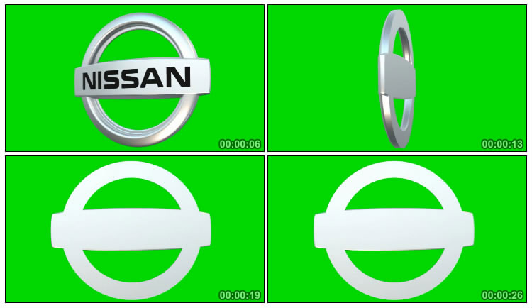 尼桑Nissan汽车logo车标绿屏抠像视频素材