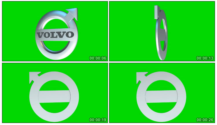 沃尔沃volvo车标logo绿屏抠像视频素材
