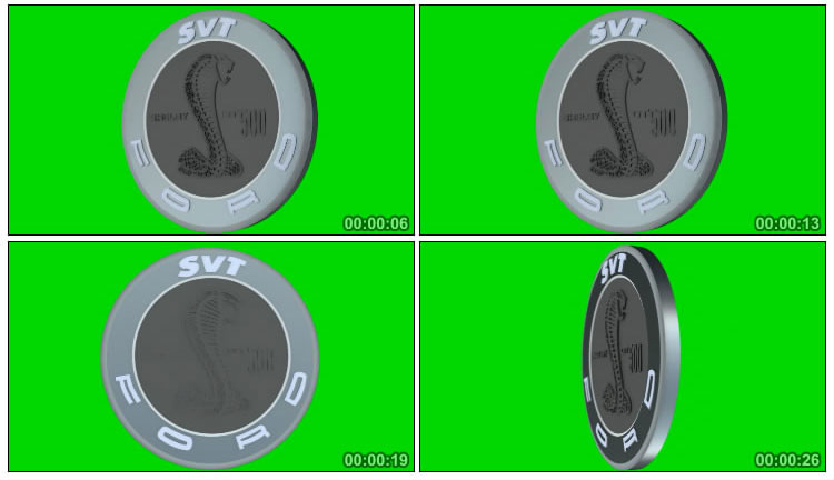 福特眼镜蛇车标汽车logo绿屏抠像特效视频素材