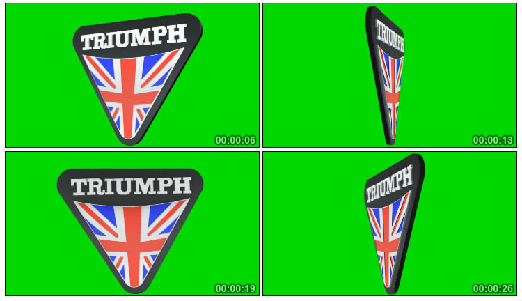 凯旋Triumph汽车logo车标绿屏特效视频素材