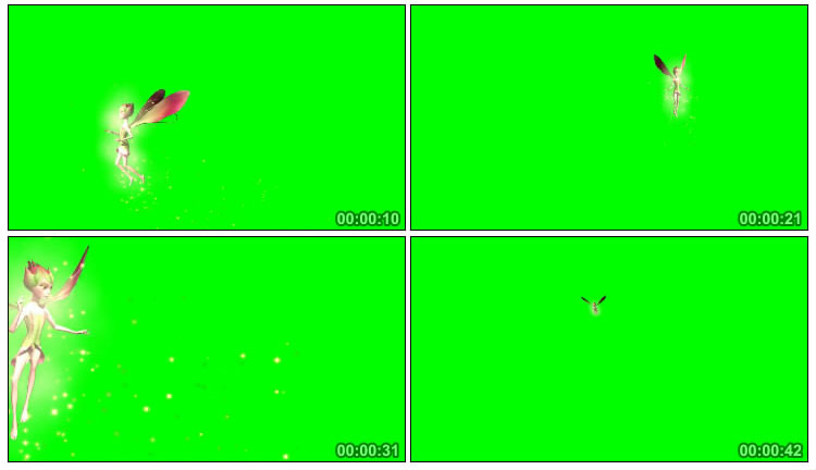 小仙子精灵空中飞行绿幕特效视频素材