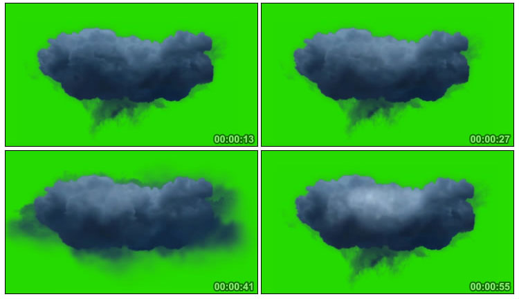 一团乌云闪电放电绿屏抠像视频素材