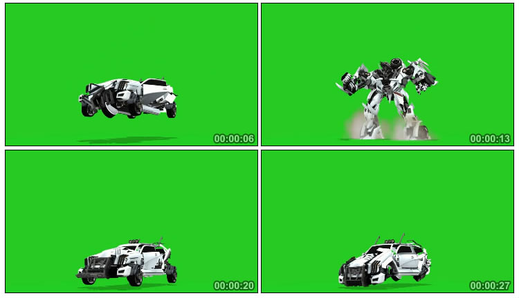 变形金刚汽车人变身绿幕抠像特效视频素材