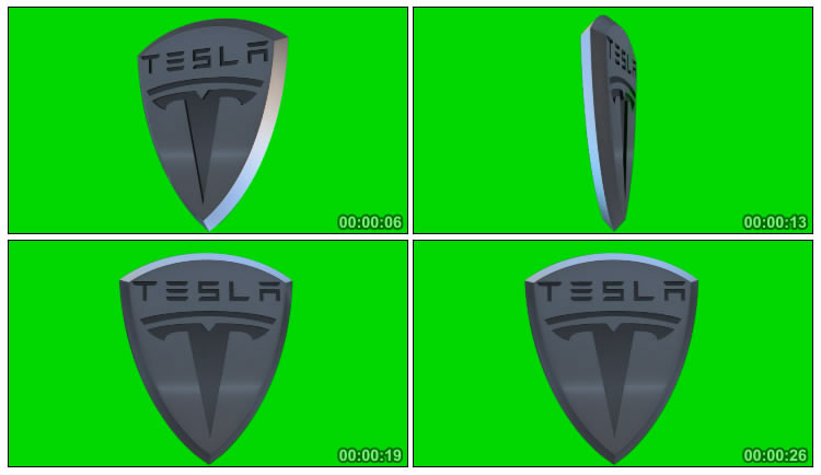 特斯拉Tesla车标logo绿屏后期抠像视频素材