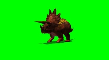 三角龙恐龙绿屏抠像特效视频素材