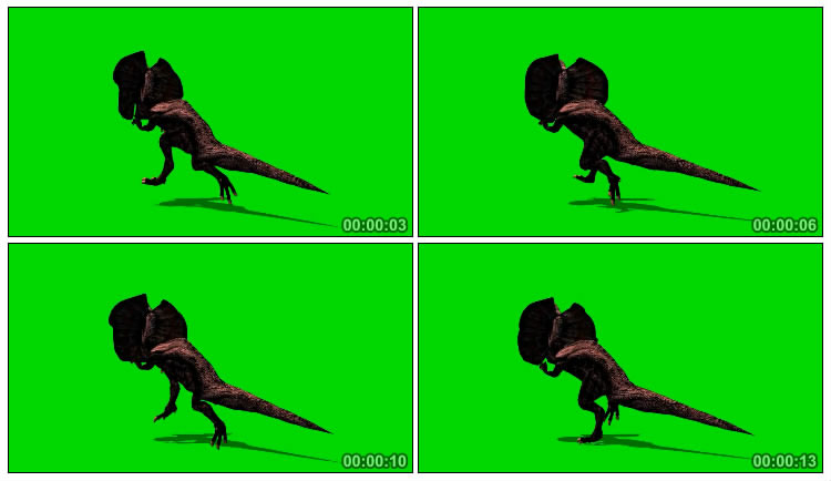 伞蜥龙蜥蜴奔跑姿态绿幕抠像视频素材