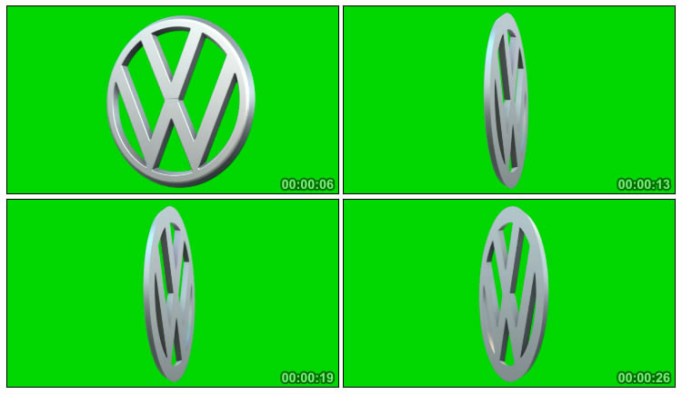 大众汽车logo车标绿屏抠像视频素材
