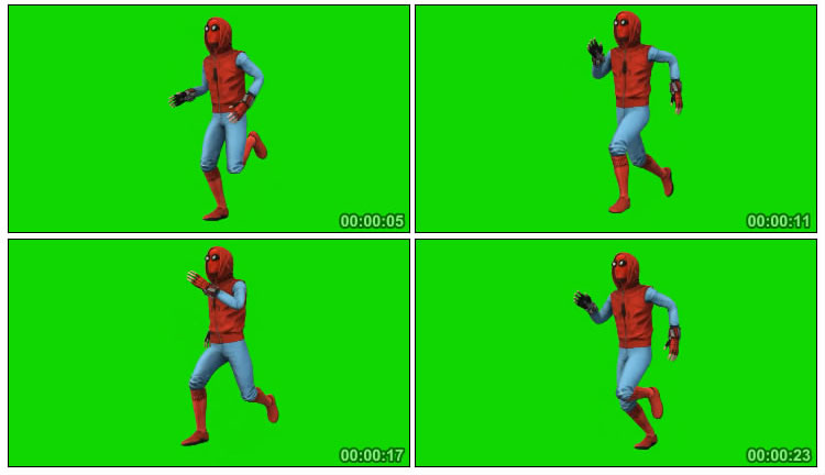 蜘蛛侠奔跑绿布特效视频素材