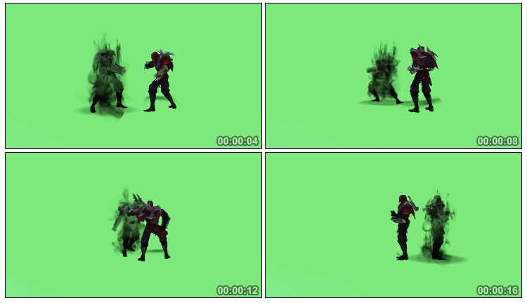 影流之主劫刺客游戏英雄角色绿屏抠像视频素材