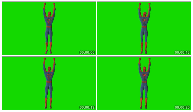 蜘蛛侠双手吊着身体绿屏特效视频素材