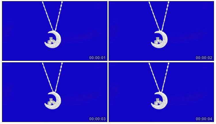 月亮小熊钻石项链吊坠特效视频素材