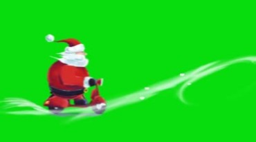 圣诞老人骑车送货绿幕抠像特效视频素材