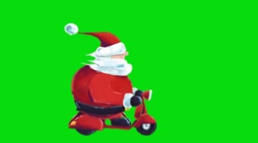 圣诞老人骑车送货绿幕抠像特效视频素材