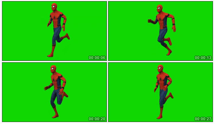 蜘蛛侠跑动绿屏特效视频素材
