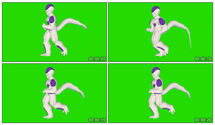 龙珠弗利萨奔跑卡通人物角色绿屏特效视频素材