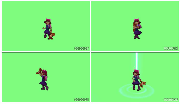 黑暗之女安妮小萝莉游戏角色绿屏抠像特效视频素材