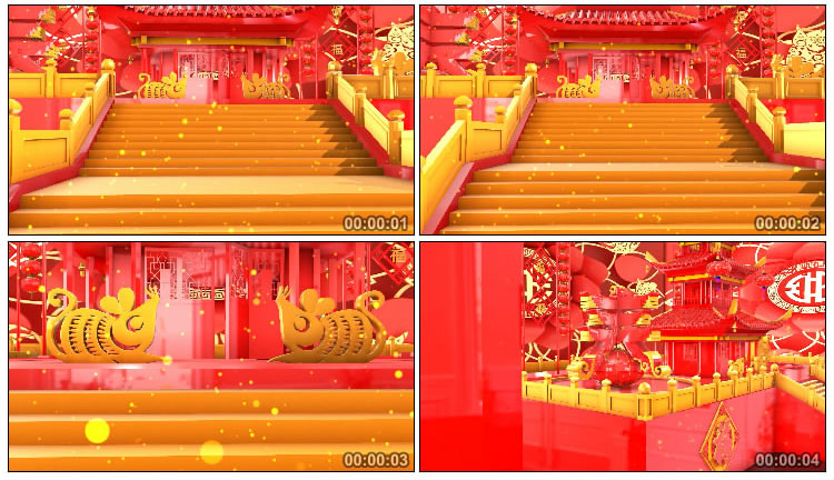 鼠年宫殿台阶春节喜庆背景视频素材