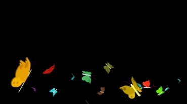 五颜六色蝴蝶飞飞黑屏抠像特效视频素材