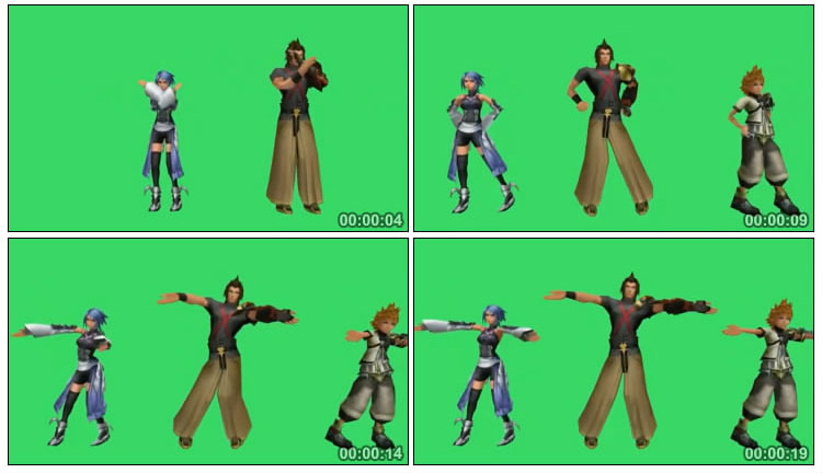 游戏人物跳舞绿幕后期抠像特效视频素材