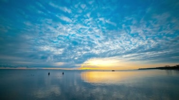 海天连一线的落日太阳落山余晖美景视频素材