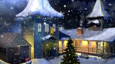 圣诞节小木屋下雪