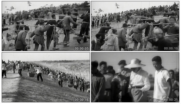 老视频解放初期人民群众大生产劳动场面