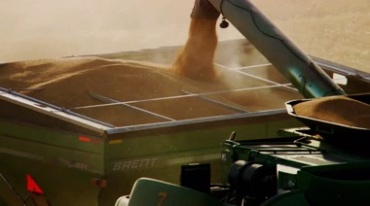 现代农业机械收割粮食