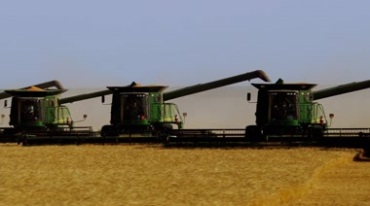 农用大型机械收割粮食